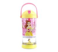 Disney Store Vaso oficial de Belle Snow Globe con pajita, La Bella y la Bestia, botella de agua de 310 ml para niños con popote abatible y tapa de rosca, adecuada para mayores de 4 años