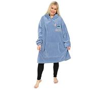 Disney Sudadera con capucha de forro polar para adultos y adolescentes, poncho de gran tamaño, talla única, regalos de puntada, azul, Talla única