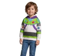 Disney Sudadera con Capucha Verde de Buzz Lightyear de Toy Story para niño | Sudadera de Manga Larga con Estampado gráfico en el Pecho | Detalles de Armadura y Parches con emblemas