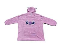 Disney Sudadera Manta Polar Oversize, Diseño Stitch y Angel, Bata Calentita de Casa, 100% Poliéster Sedalina, Talla Única, Azul y Rosa, para Adultos y Niños (Niño Rosa)