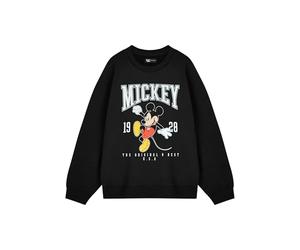 Disney Sudadera negra de Mickey Mouse para mujer, cuello redondo, manga larga, diseño gráfico original de 1928, ropa casual de dibujos animados, uso diario, diseño icónico de EE. UU, Negro, XXL