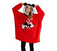 Disney Sudadera Oversize Mujer de Forro Polar Mickey Minnie (Rojo)