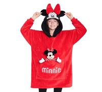 Disney Sudadera Oversize Polar con Peluche de Stitch Angel, Cosido a la Sudadera, Batamanta con Capucha para Niña (Roja Minnie)