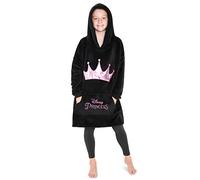 Disney Sudaderas con Capucha para Niña, Sudadera Batamanta de Polar Stitch Minnie Bata Manta Oversize Niños Talla única (Negro/Rosa)