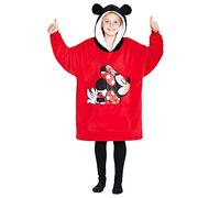 Disney Sudaderas con Capucha para Niña, Sudadera Batamanta de Polar Stitch Minnie Bata Manta Oversize Niños Talla única (Rojo)