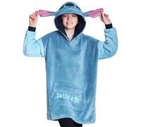 Disney Sudaderas con Capucha para Niña, Sudadera Stitch Niña, Batamanta Infantil, Bata Manta Polar Oversize Ropa para Niñas (Azul Stitch)