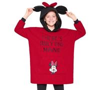 Disney Sudaderas con Capucha para Niña, Sudadera Stitch Niña, Batamanta Infantil, Bata Manta Polar Oversize Ropa para Niñas (Rojo Minnie)