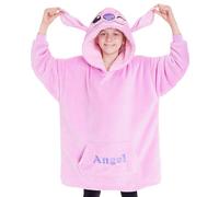 Disney Sudaderas con Capucha para Niña, Sudadera Stitch Niña, Batamanta Infantil, Bata Manta Polar Oversize Ropa para Niñas (Lila Angel)