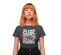 Disney T-Shirt Camiseta, Gris, S para Mujer