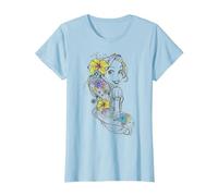 Disney Tangled Rapunzel Sketch Graphic Camiseta Camiseta, Mujer, Azul Bebé, XL