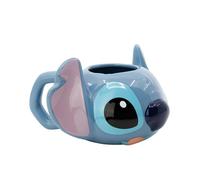 Disney Taza 3D de Cerámica 375ml Stitch con Caja de Regalo, Azul / Rosa