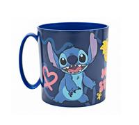 Disney Taza Compatible Microondas Stitch 390ml Colección Palmeras Sin BPA, Azul