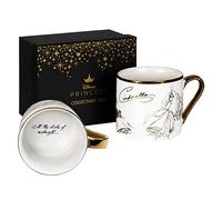 Disney Taza de cerámica coleccionable de Cenicienta clásica en caja con borde dorado y mango