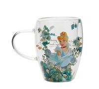 Disney - taza de cristal de doble pared con diseño floral seco, trans