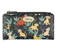 Disney The Lion King Simba and Friends - Cartera de piel sintética plegable con bolsillo con cremallera, Multi colorido, talla única
