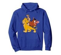 Disney The Lion King Simba, Pumba and Timon Sudadera con Capucha, Unisex para Adultos, Azul Real, L