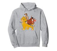Disney The Lion King Simba, Pumba and Timon Sudadera con Capucha, Unisex para Adultos, Gris Jaspeado, XL
