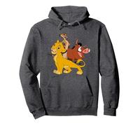 Disney The Lion King Simba, Pumba and Timon Sudadera con Capucha, Unisex para Adultos, Jaspeado Oscuro, M