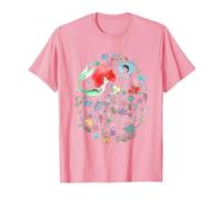 Disney The Little Mermaid Ariel's Jumble Watercolor Poster Camiseta, Hombre, Rosado, S