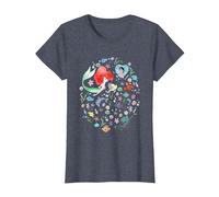 Disney The Little Mermaid Ariel's Jumble Watercolor Poster Camiseta, Mujer, Azul Jaspeado, XS