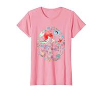 Disney The Little Mermaid Ariel's Jumble Watercolor Poster Camiseta, Mujer, Rosado, L
