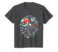 Disney The Little Mermaid Ariel's Jumble Watercolor Poster Camiseta, Niños, Jaspeado Oscuro, 10 años