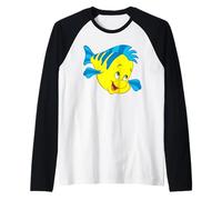 Disney The Little Mermaid Flounder Sidekick Big Face Costume Camiseta Manga Raglan