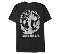 Disney The Little Mermaid Hip Mer Organic-Camiseta de Manga Corta, Negro, XL Unisex Adulto