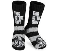 Disney The Mandalorian Calcetines Hombre Antideslizantes, Calcetines de Andar por Casa Baby Yoda, Regalo Original Hombre (Negro/Gris)