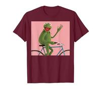 Disney The Muppets Kermit The Frog Bike Ride Camiseta, Hombre, Granate, XXL