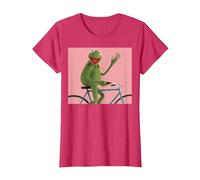 Disney The Muppets Kermit The Frog Bike Ride Camiseta, Mujer, Rojo Jaspeado, S
