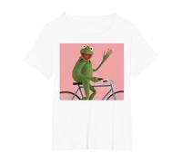 Disney The Muppets Kermit The Frog Bike Ride Camiseta, Mujer tallas grandes, Blanco, 1XL Grande