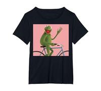 Disney The Muppets Kermit The Frog Bike Ride Camiseta, Mujer tallas grandes, Negro, 1XL Grande