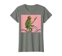 Disney The Muppets Kermit The Frog Bike Ride Camiseta, Mujer, Verde militar jaspeado, S