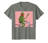 Disney The Muppets Kermit The Frog Bike Ride Camiseta, Niños, Verde militar jaspeado, 8 años