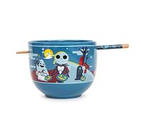 Disney The Nightmare Before Christmas Jack Skellington and Friends - Juego de vajilla de cerámica japonesa | Incluye cuenco de fideos ramen de 20 onzas y palillos de madera