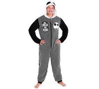 Disney The Nightmare Before Christmas Pijama Entero para Hombre (Negro/Blanco, L)