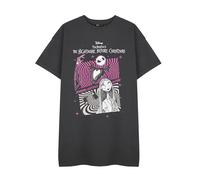 Disney The Nightmare Before Christmas - Vestido de camiseta para mujer, color carbón, diseño de amor eterno | Mercancía de la película Tim Burton | Jack Skellington Sally Print Gothic Fashion, gris, L
