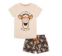 Disney Tigger - Pijama de Manga Corta con Pantalones Cortos para Mujer, 100% algodón, Licencia de Winnie The Pooh, Regalo, 36-38