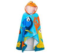 Disney Toalla con capucha de Buscando a Nemo, 100% algodón, para niños, poncho, playa, toalla de baño, azul, Talla única