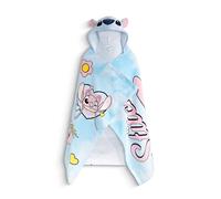 Disney Toalla Tipo Poncho Azul Claro de Lilo & Stitch para niñas | Prenda de Playa Envolvente con Capucha y Estampado 3D de Stitch | Toalla de Piscina para niños