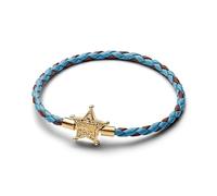 Disney Toy Story 14k Gold-Plated Bracelet with Blue and Brown Leather