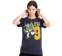 Disney Toy Story Birthday Buzz I'm 9 Camiseta de Mujer, Azul Marino Profundo, M