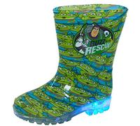 Disney Toy Story - Botas de agua con luz para niños, diseño de alienígenas, lluvia y nieve, unisex, con luces intermitentes, Green, 25 EU