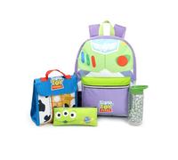 Disney Toy Story Buzz Lightyear Multi - Juego de mochila escolar de 4 piezas para niños con bolsillo frontal con cremallera y correas acolchadas | Bolsa diaria para el regreso a la escuela