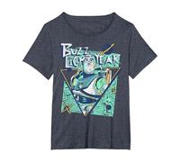 Disney Toy Story Buzz Lightyear Retro Graphic Camiseta Camiseta, Mujer tallas grandes, Azul Jaspeado, 3XL Grande