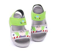 Disney Toy Story Buzz Lightyear Sandalias Niños Pequeños | Controles deslizantes de superhéroes para niños y niñas con correa de apoyo | Zapatos de verano gris verde Calzado