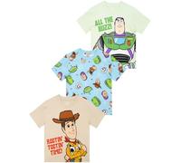 Disney Toy Story Camiseta Niño Pack 3 Manga Corta Buzz Woody Ropa Niño Infantil Estilo Casual, Multicolor 7-8 Años