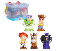 Disney Toy Story Bath Caddy con 5 Figuras de Juguete para el baño - Woody, Buzz Lightyear, Jessie, Bullseye & Zurg - Juguetes de Agua Resistentes al Moho para peques a Partir de 3 años