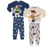 Disney Toy Story Woody and Buzz Lightyear, Paquete de 2, 100% Algodón Pijama de Manga Larga, Blue/White, 12-18 Meses: 86cm, Azul